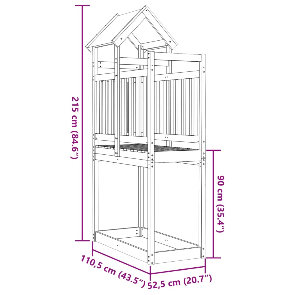 Turn de joacă, 110,5x52,5x215 cm, lemn de pin impregnat