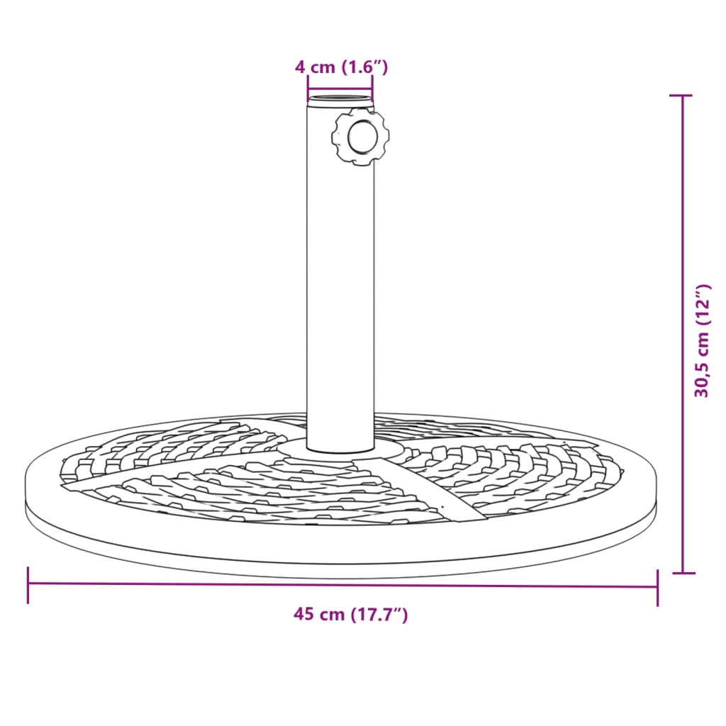 Suport umbrelă pentru stâlpi Ø38 / 48 mm, 12 kg, rotund