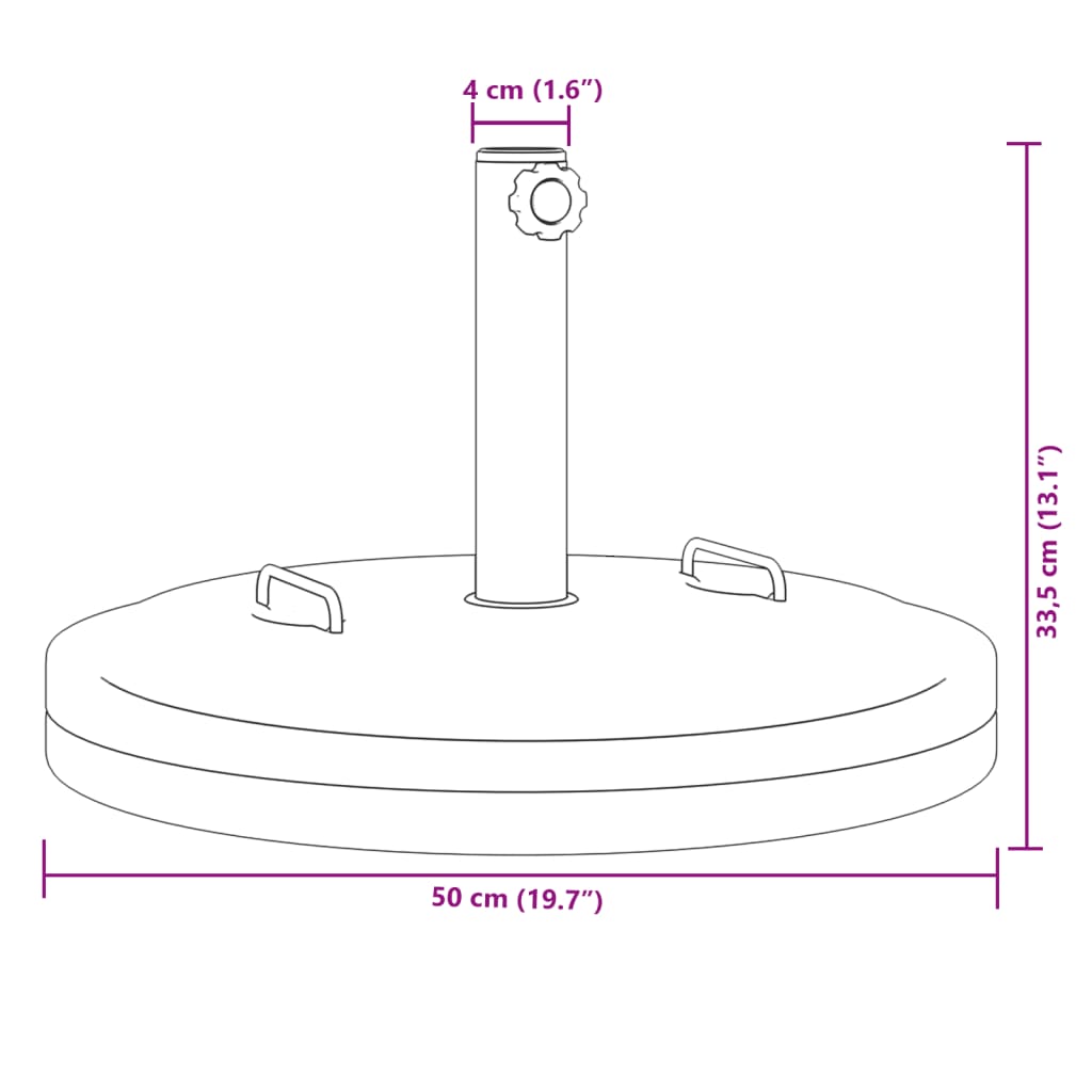 Suport umbrelă pentru stâlpi Ø38 / 48 mm, 25 kg, rotund