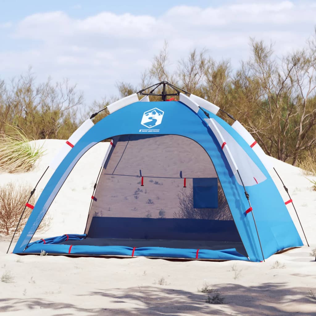 Cort camping 2 persoane albastru azur impermeabil setare rapidă