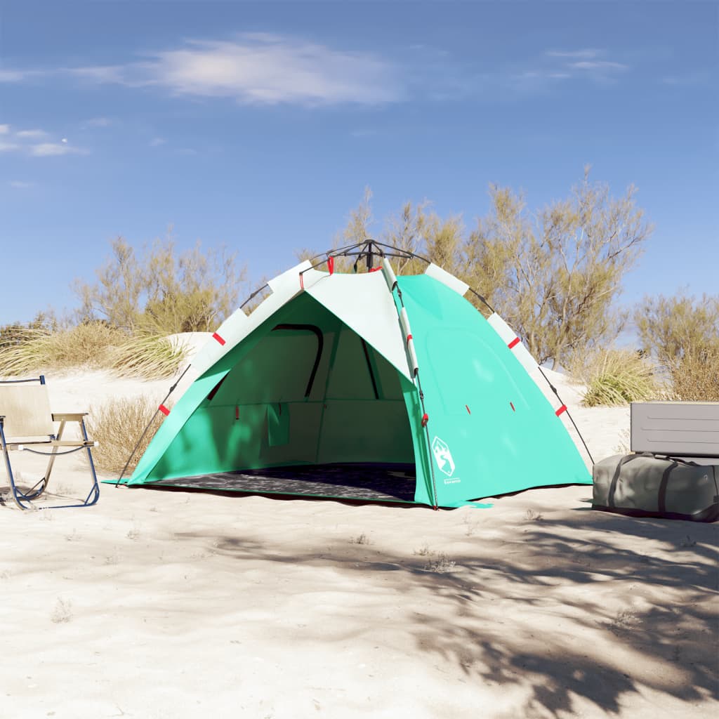 Cort camping 3 persoane verde marin impermeabil setare rapidă