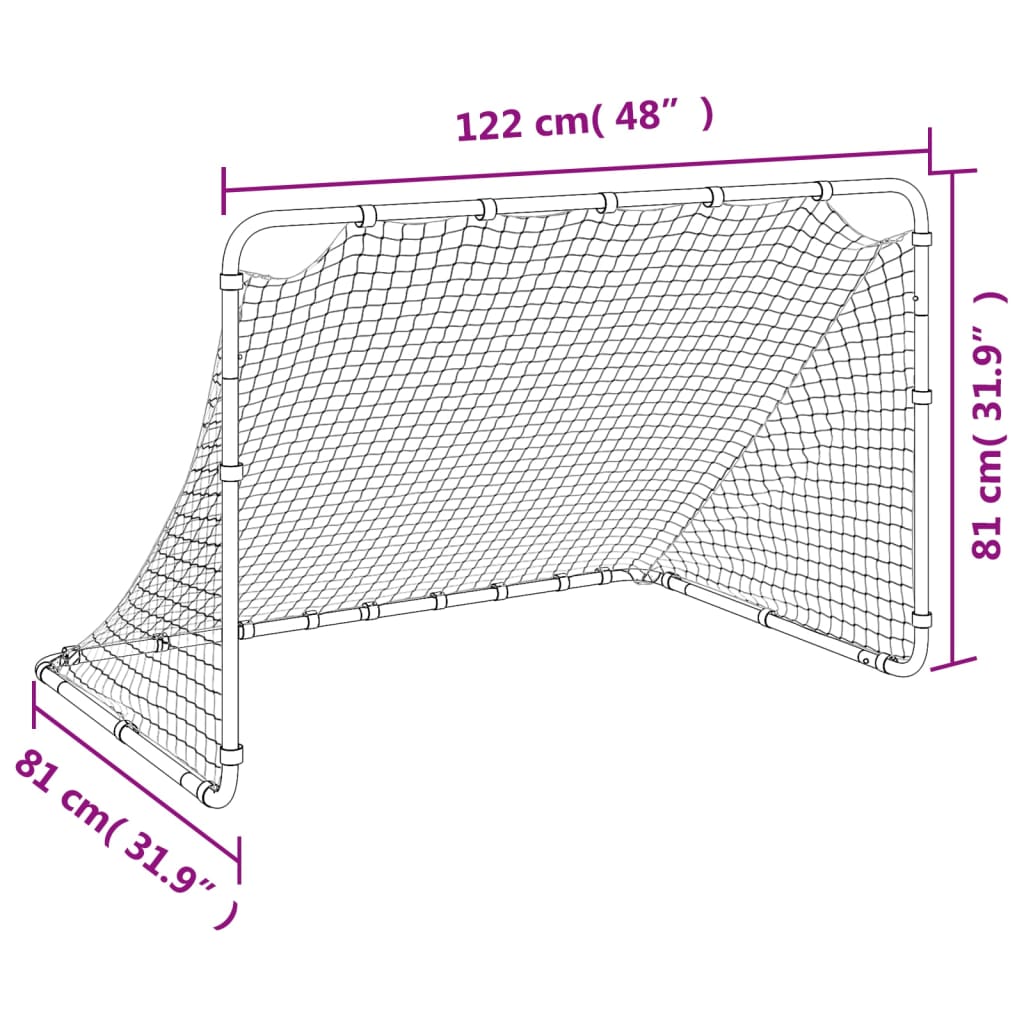 Poartă de fotbal, alb, 122x81x81 cm, oțel