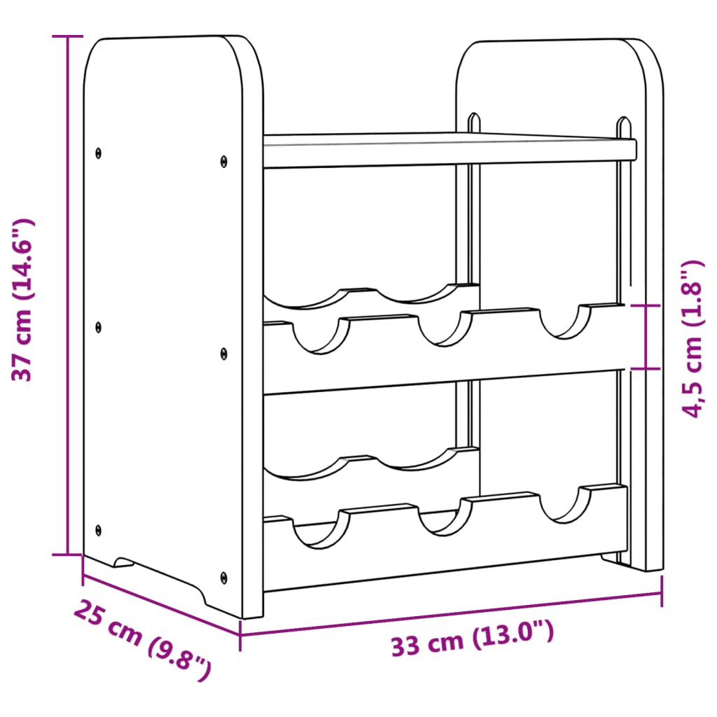 Suport pentru vin cu raft superior, 33x25x37 cm, lemn masiv pin