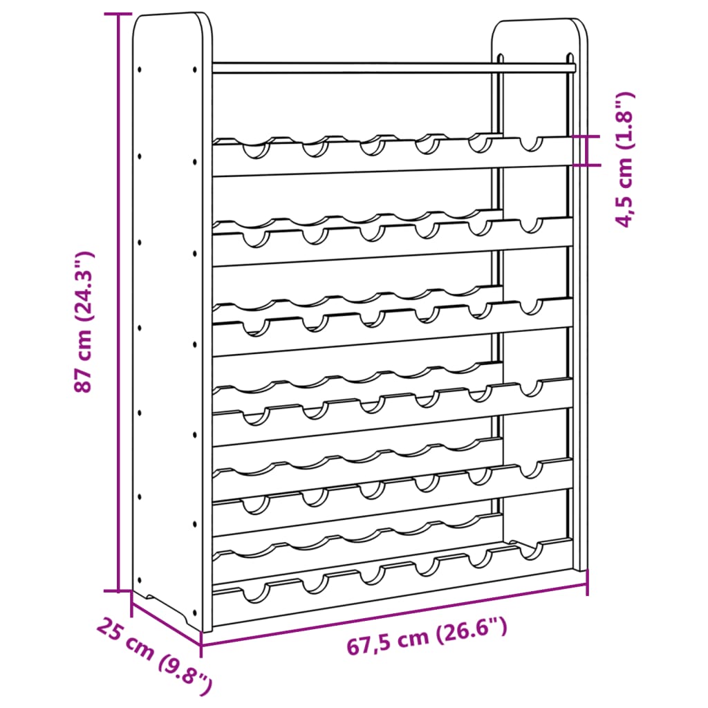 Suport de vinuri cu raft superior, 67,5x25x87cm, lemn masiv pin