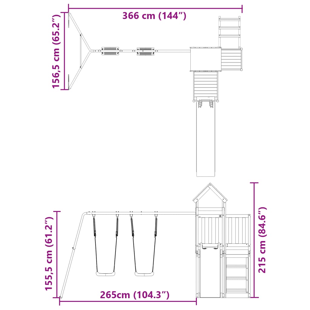 Set de joacă pentru exterior, lemn masiv de douglas