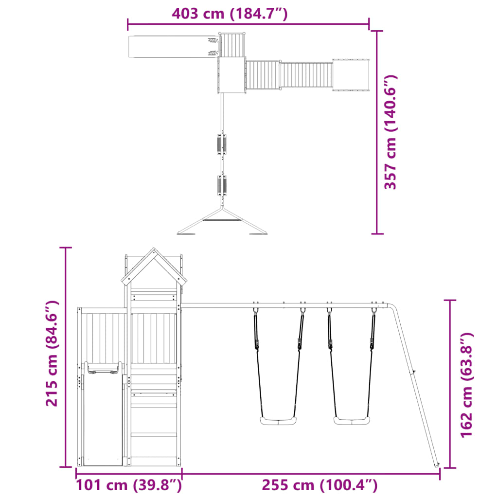 Set de joacă pentru exterior, lemn de pin impregnat