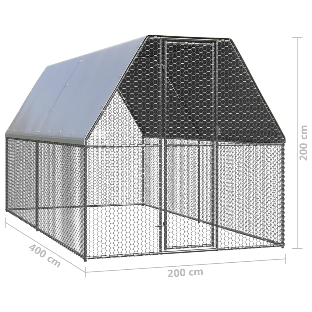 Coteț de păsări, 2x4x2 m, oțel galvanizat