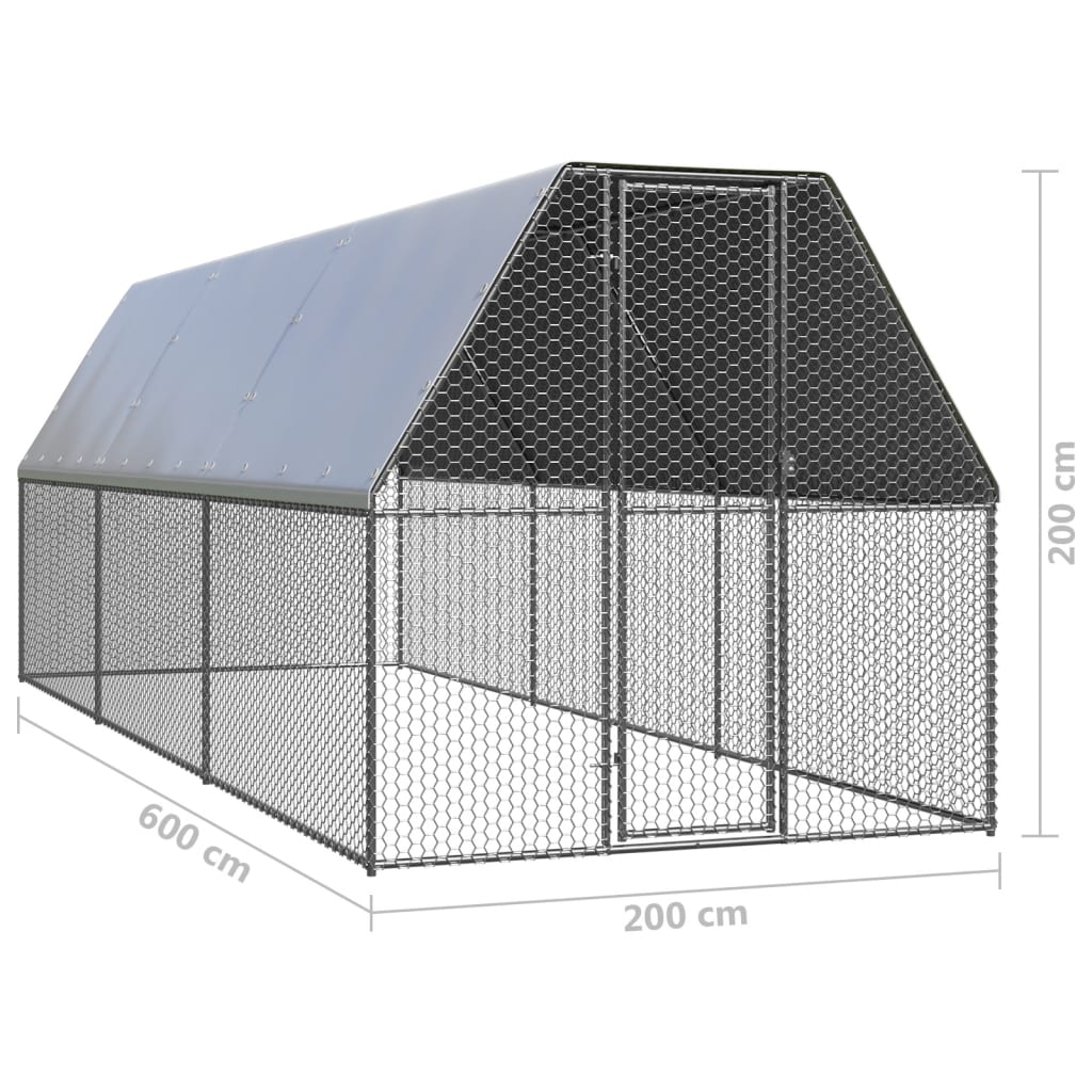 Coteț de pui, 2x6x2 m, oțel galvanizat