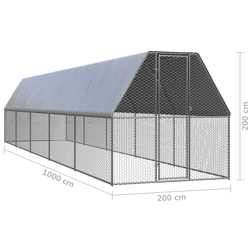 Coteț de păsări, 2x10x2 m, oțel galvanizat