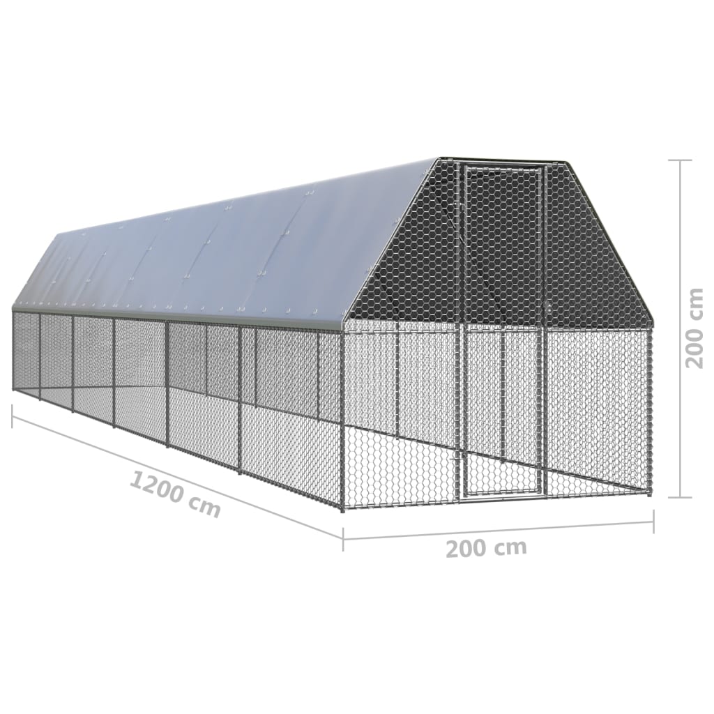 Coteț de păsări, 2x12x2 m, oțel galvanizat