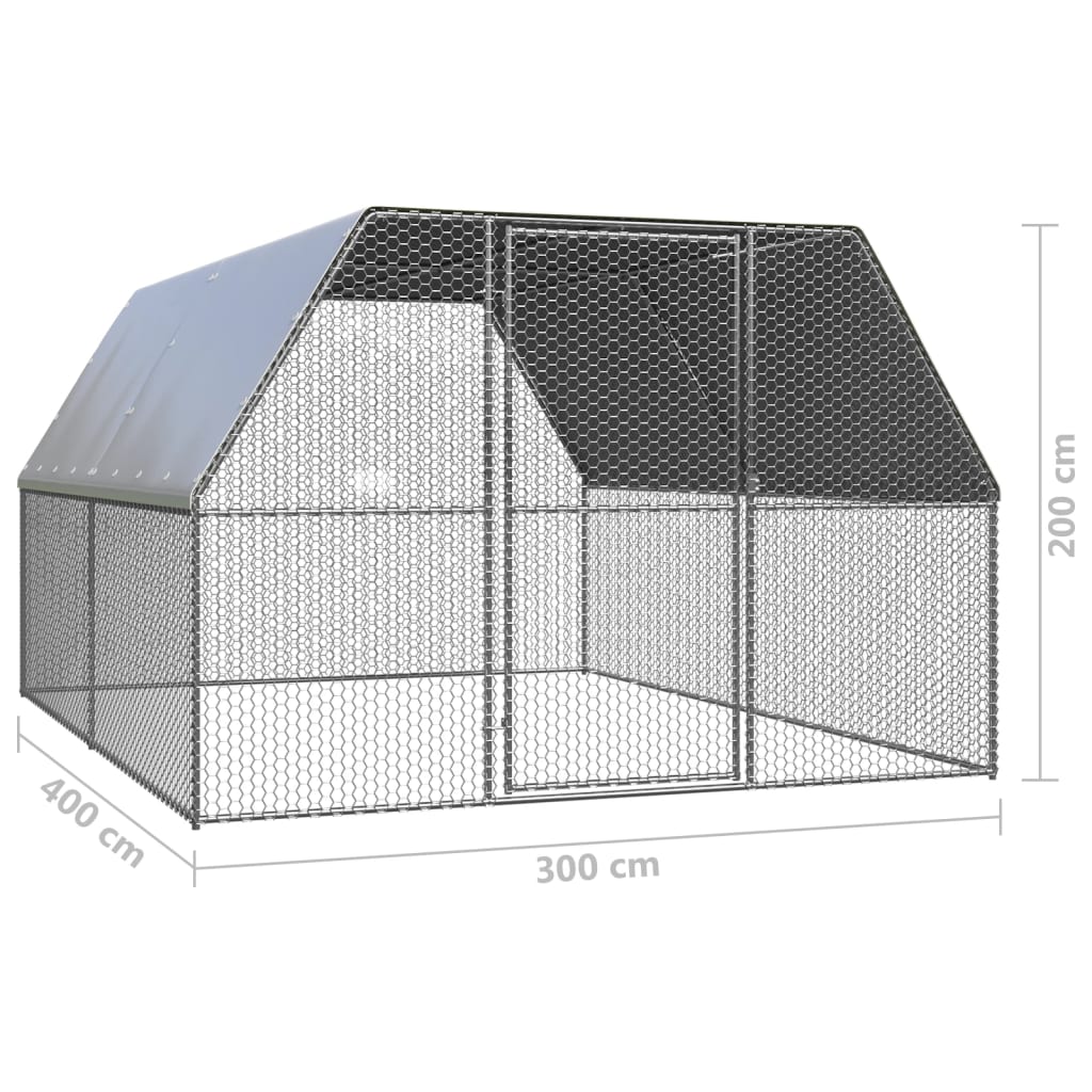 Coteț de păsări, 3x4x2 m, oțel galvanizat