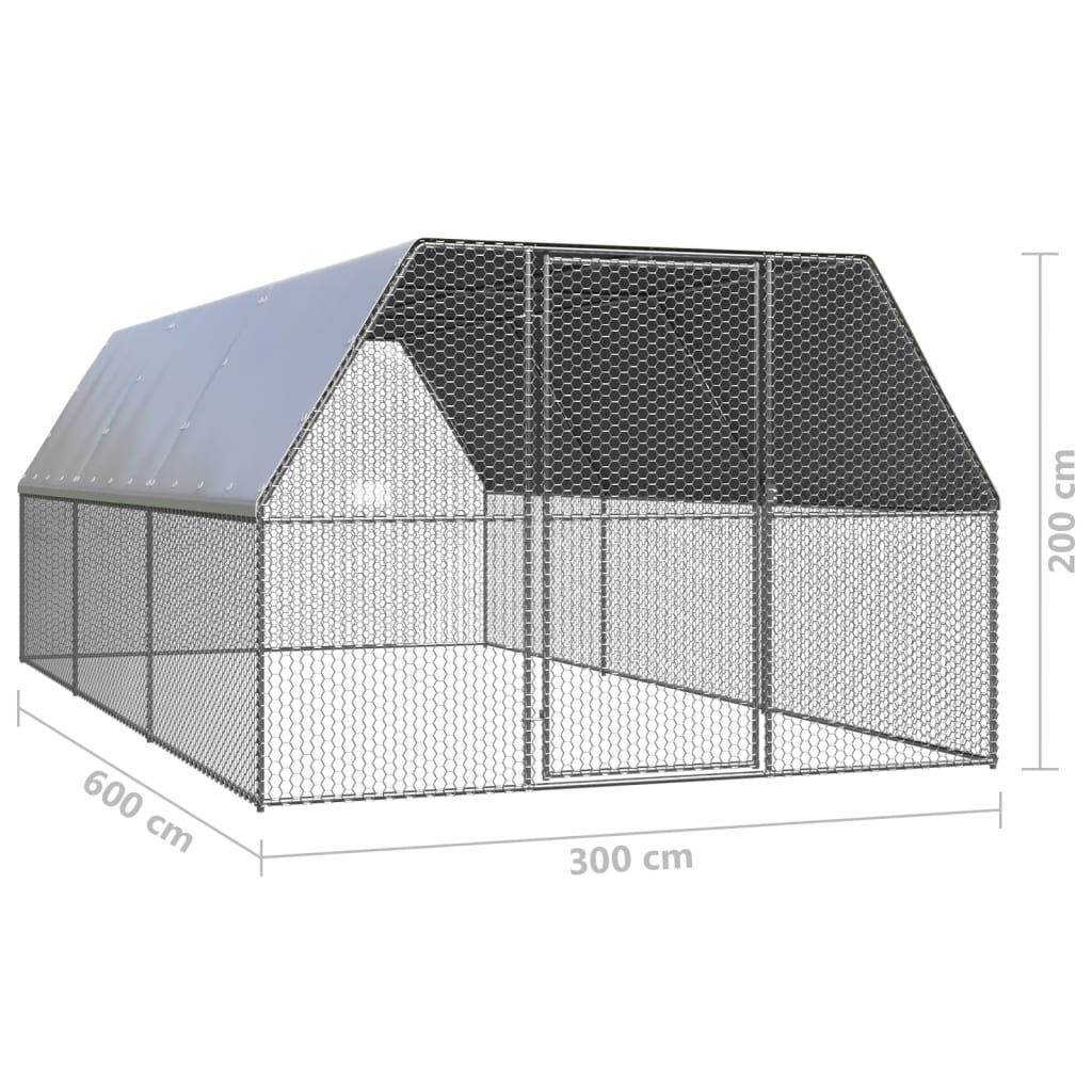 Coteț de păsări, 3x6x2 m, oțel galvanizat