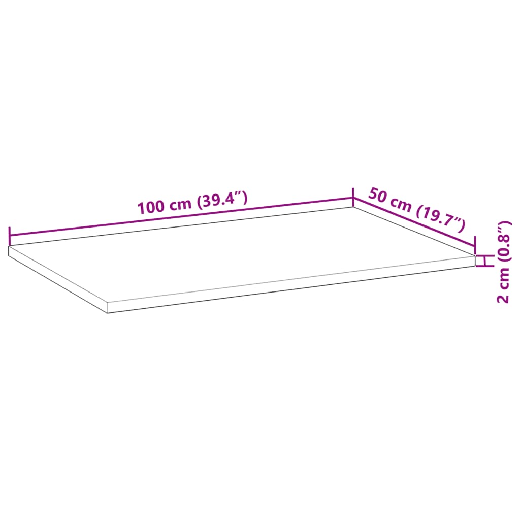 Blat de birou finisat cu ulei, 100x50x2 cm, lemn masiv acacia