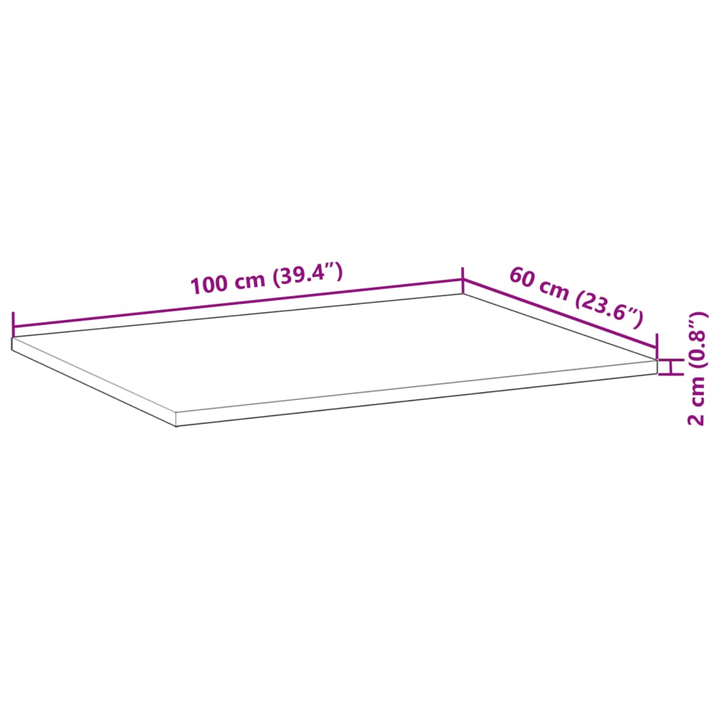 Blat de birou finisat cu ulei, 100x60x2 cm, lemn masiv acacia