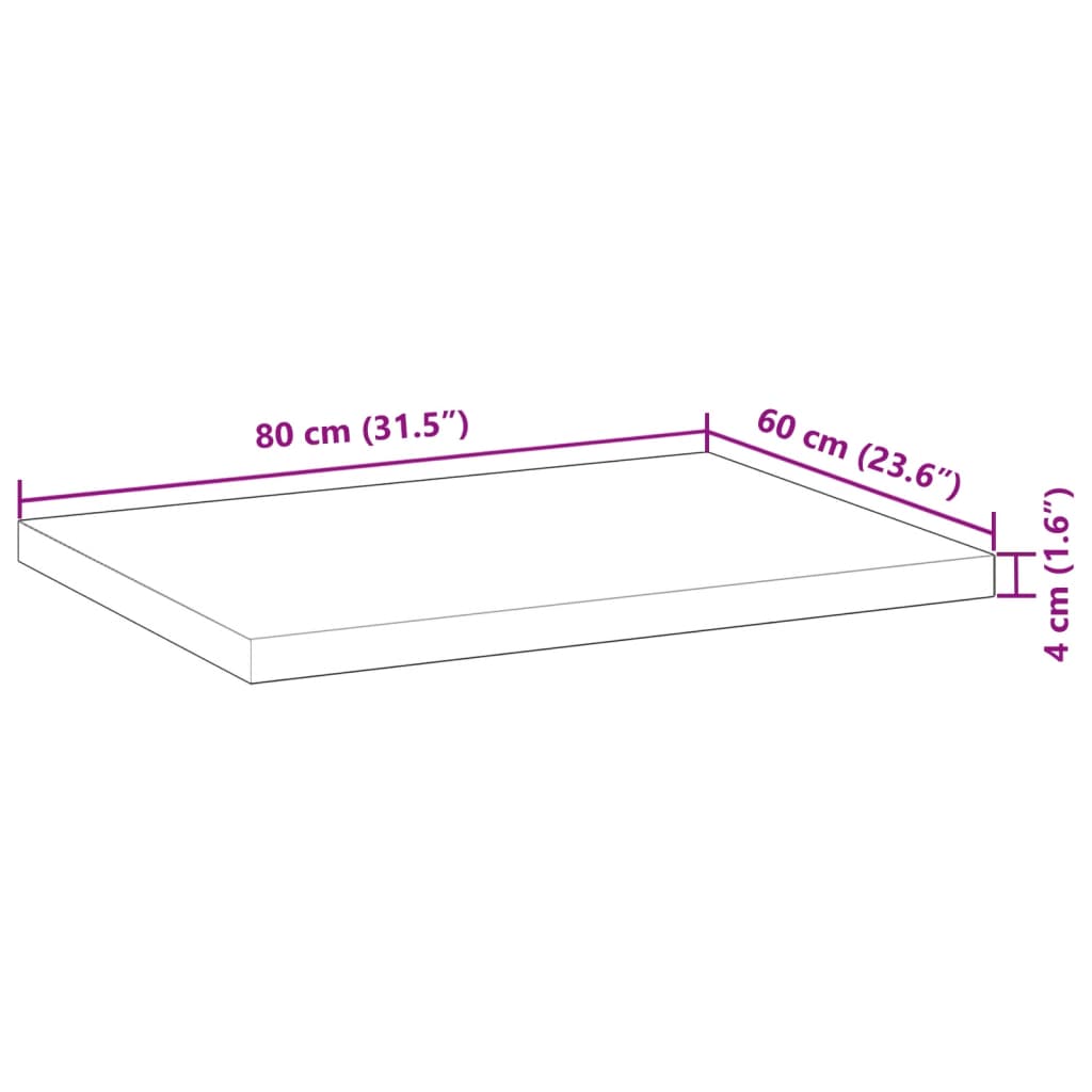 Blat de birou finisat cu ulei, 80x60x4 cm, lemn masiv acacia