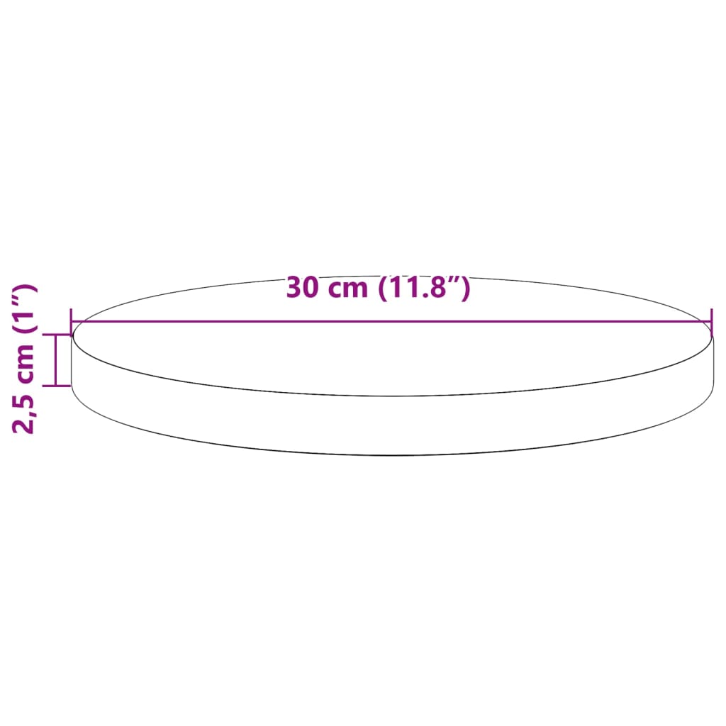 Blat de masă rotund, maro ceruit, Ø30x2,5 cm, lemn masiv de pin