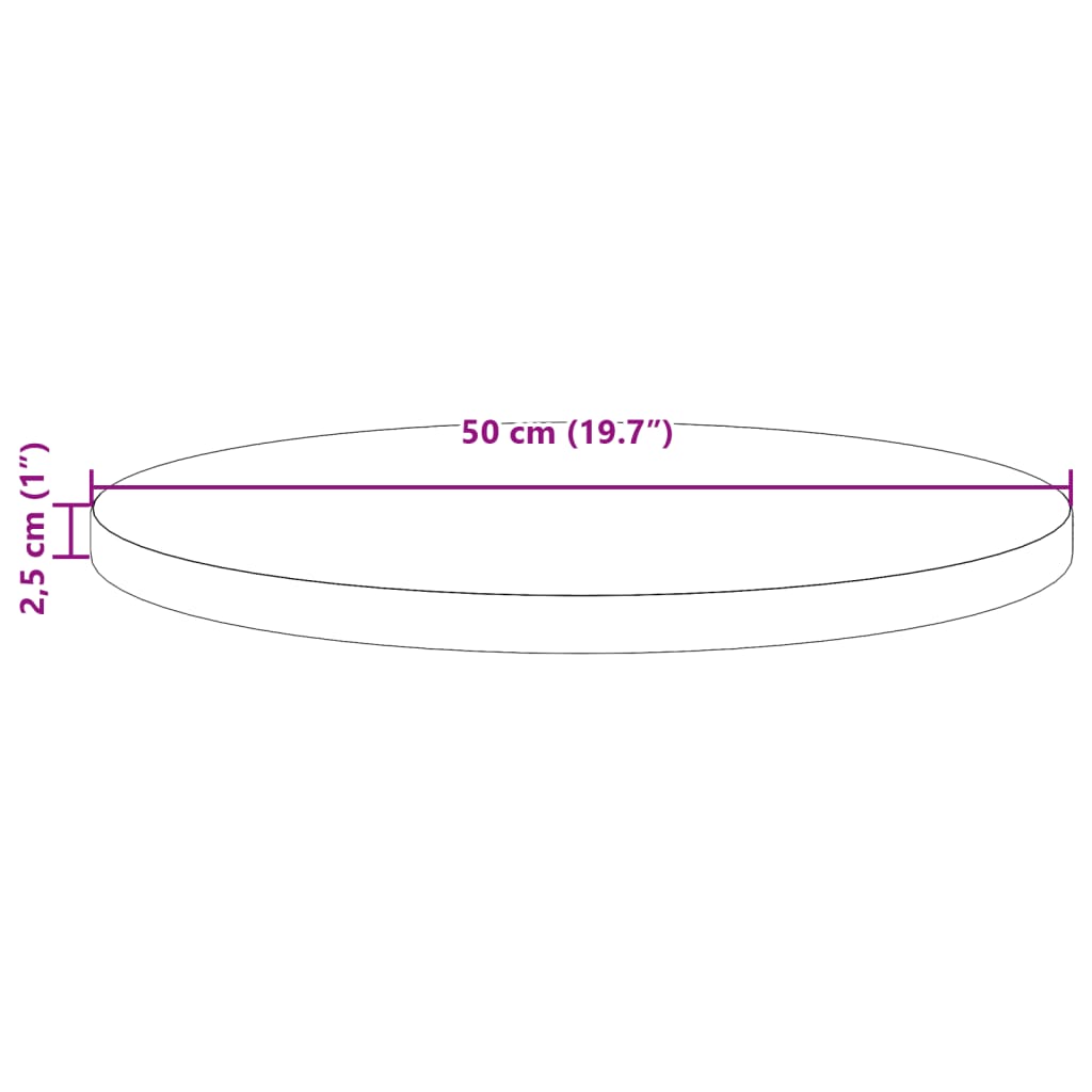 Blat de masă rotund, maro ceruit, Ø50x2,5 cm, lemn masiv de pin