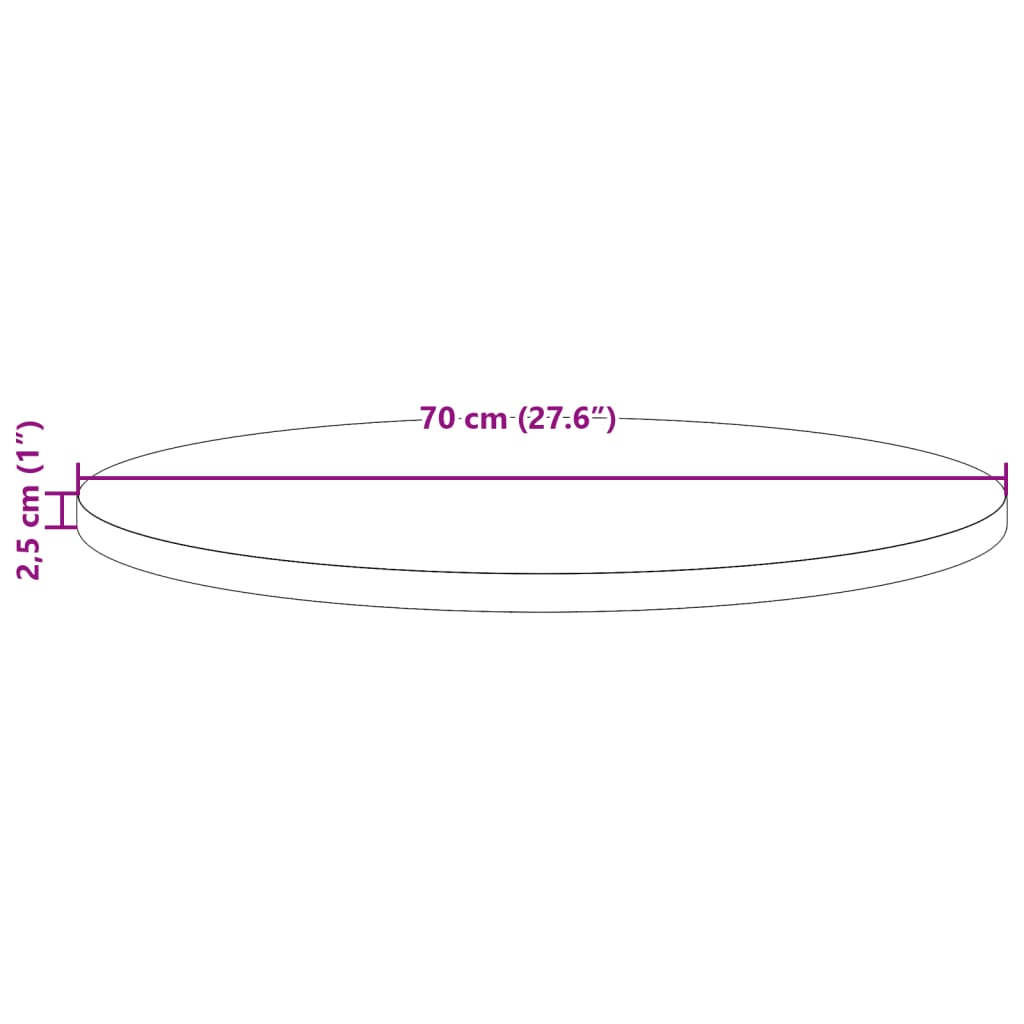 Blat de masă rotund, maro ceruit, Ø70x2,5 cm, lemn masiv de pin