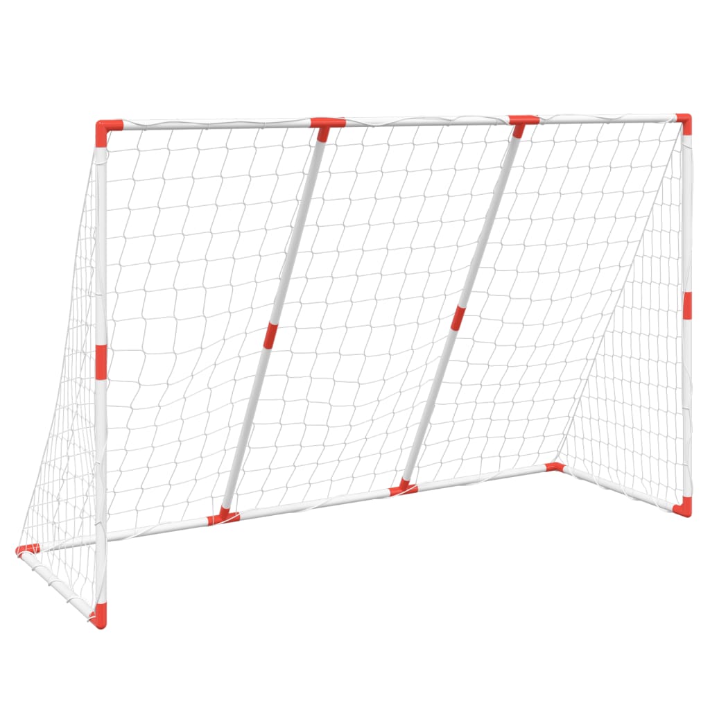 Poartă de fotbal pentru copii cu mingi 2-în-1 alb 184x64x124 cm