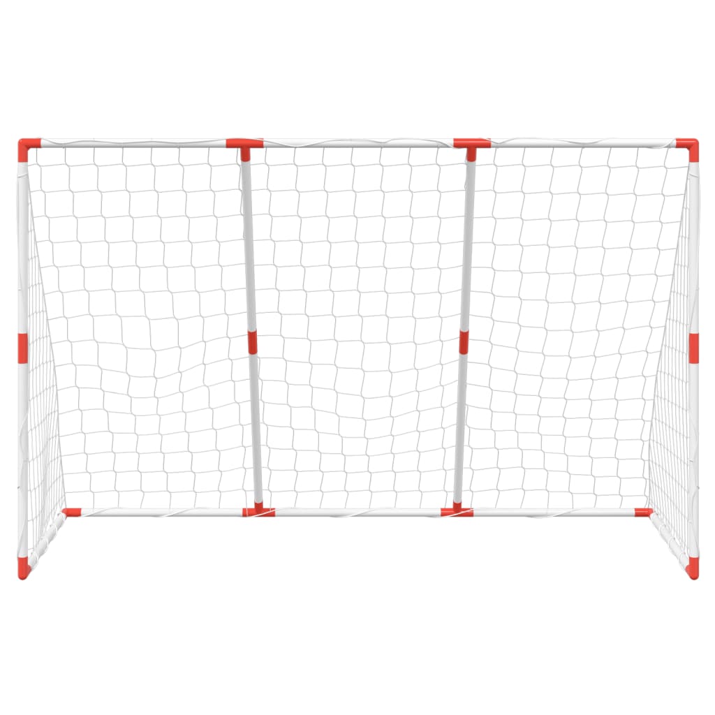 Poartă de fotbal pentru copii cu mingi 2-în-1 alb 184x64x124 cm