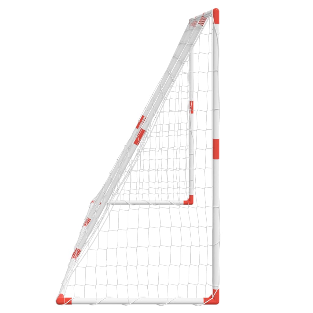 Poartă de fotbal pentru copii cu mingi 2-în-1 alb 184x64x124 cm