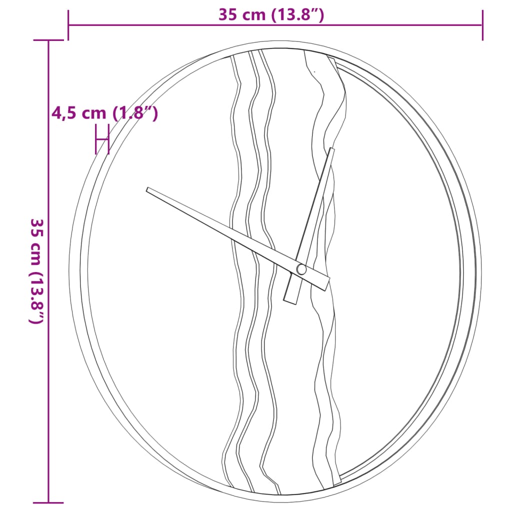 Ceas de perete, maro, Ø35 cm, fier și lemn de stejar