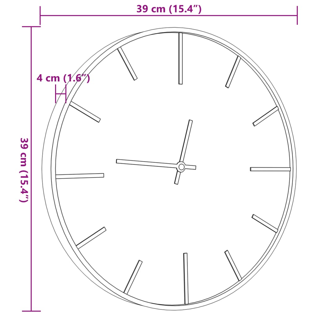 Ceas de perete, maro, Ø39 cm, fier și lemn prelucrat