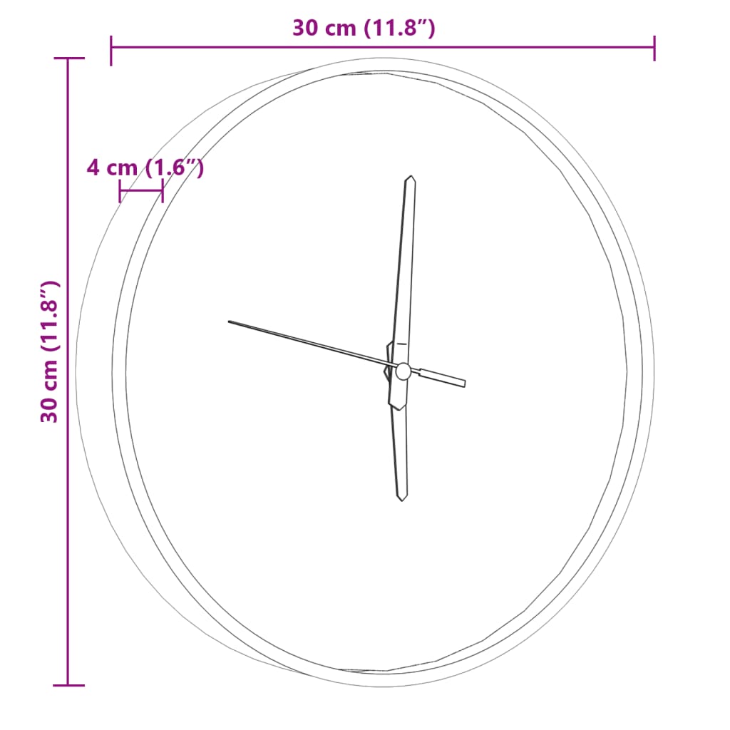 Ceas de perete cu scale luminoase și indicatori albastru Ø30 cm