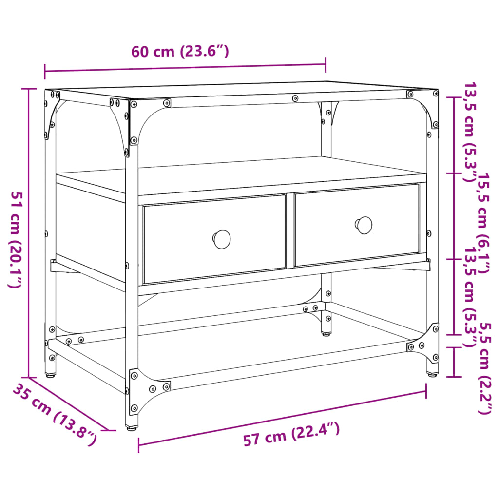 Dulap TV blat sticlă, stejar sonoma, 60x35x51 cm lemn prelucrat