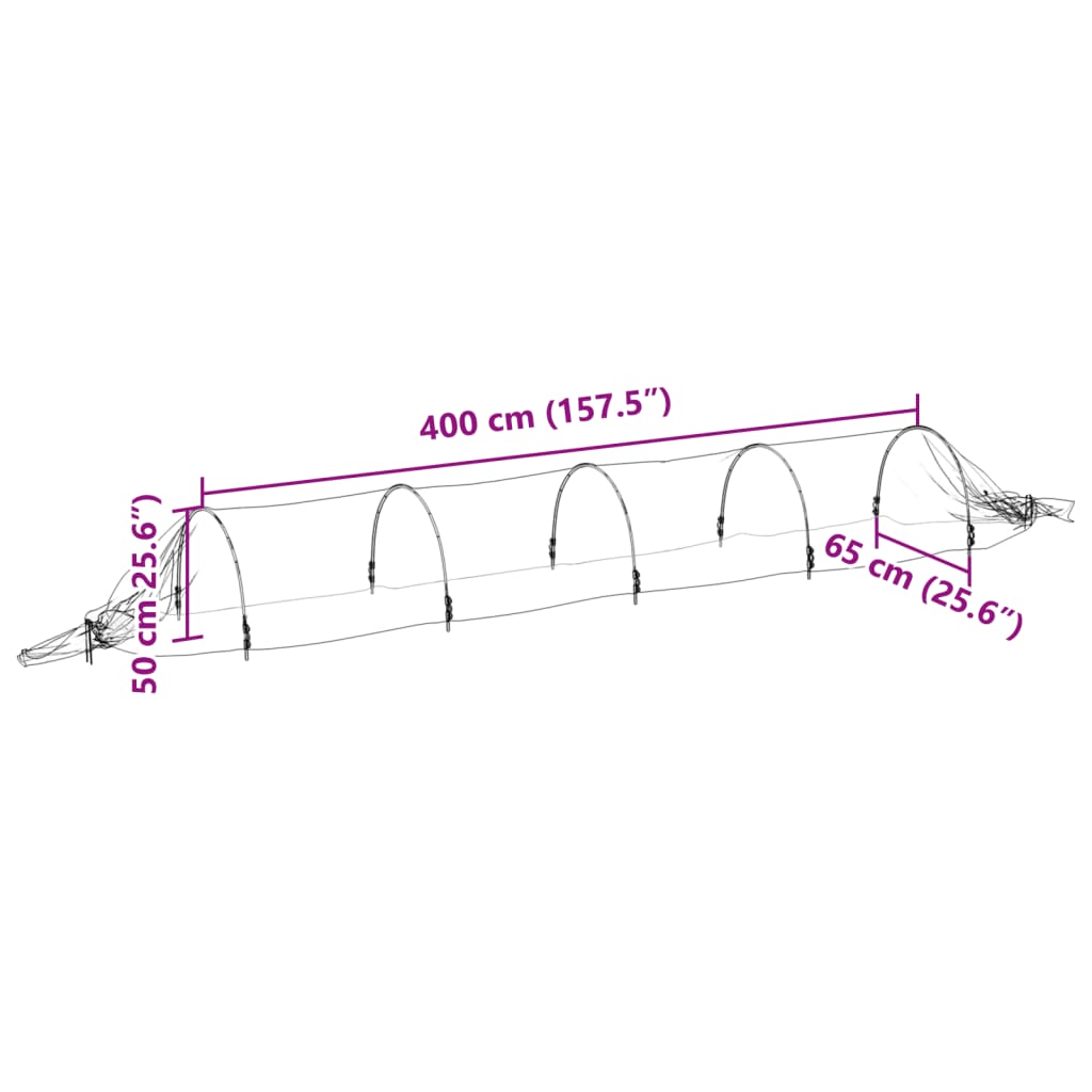 Tuneluri din plasă, 2 buc., 1,5x5 m, fibră de sticlă și PP