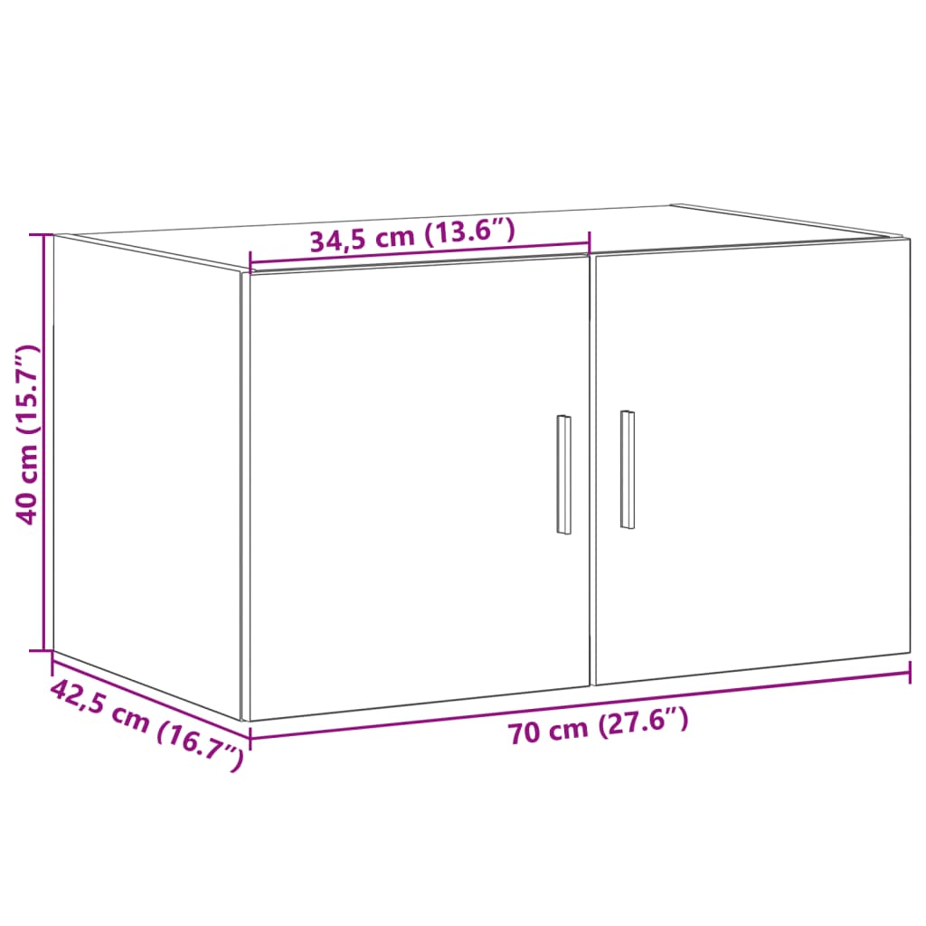 Dulap de perete, stejar maro, 70x42,5x40 cm, lemn compozit