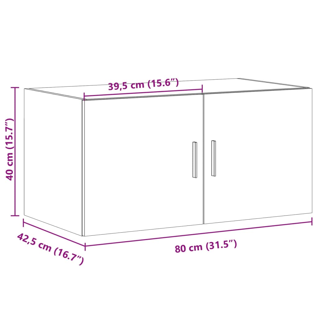 Dulap de perete, gri beton, 80x42,5x40 cm, lemn prelucrat