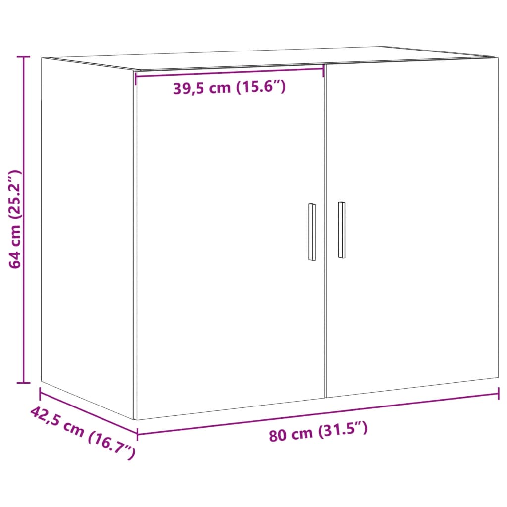 Dulap de perete, alb, 80x42,5x64 cm, lemn compozit