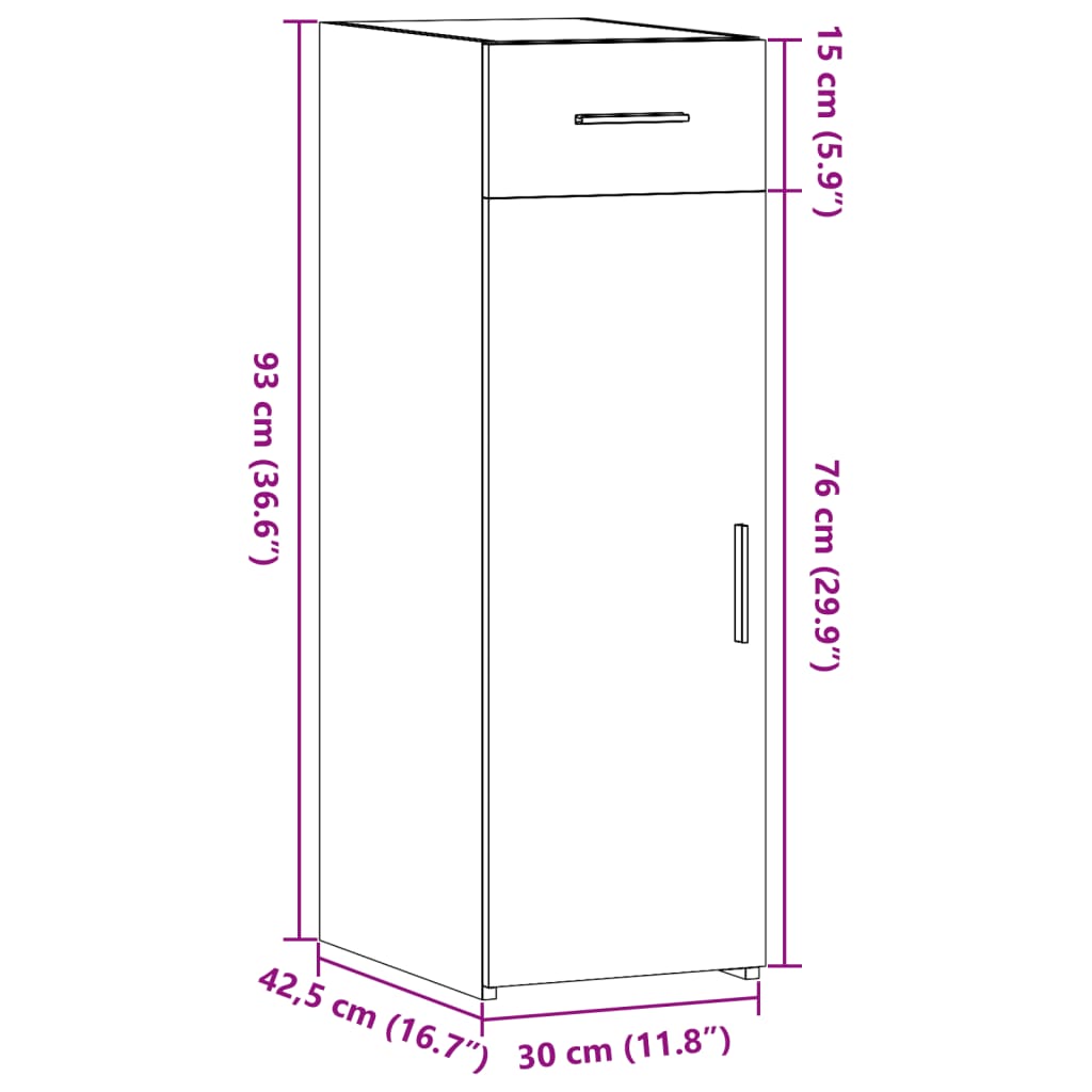 Dulap, stejar sonoma, 30x42,5x93 cm, lemn prelucrat