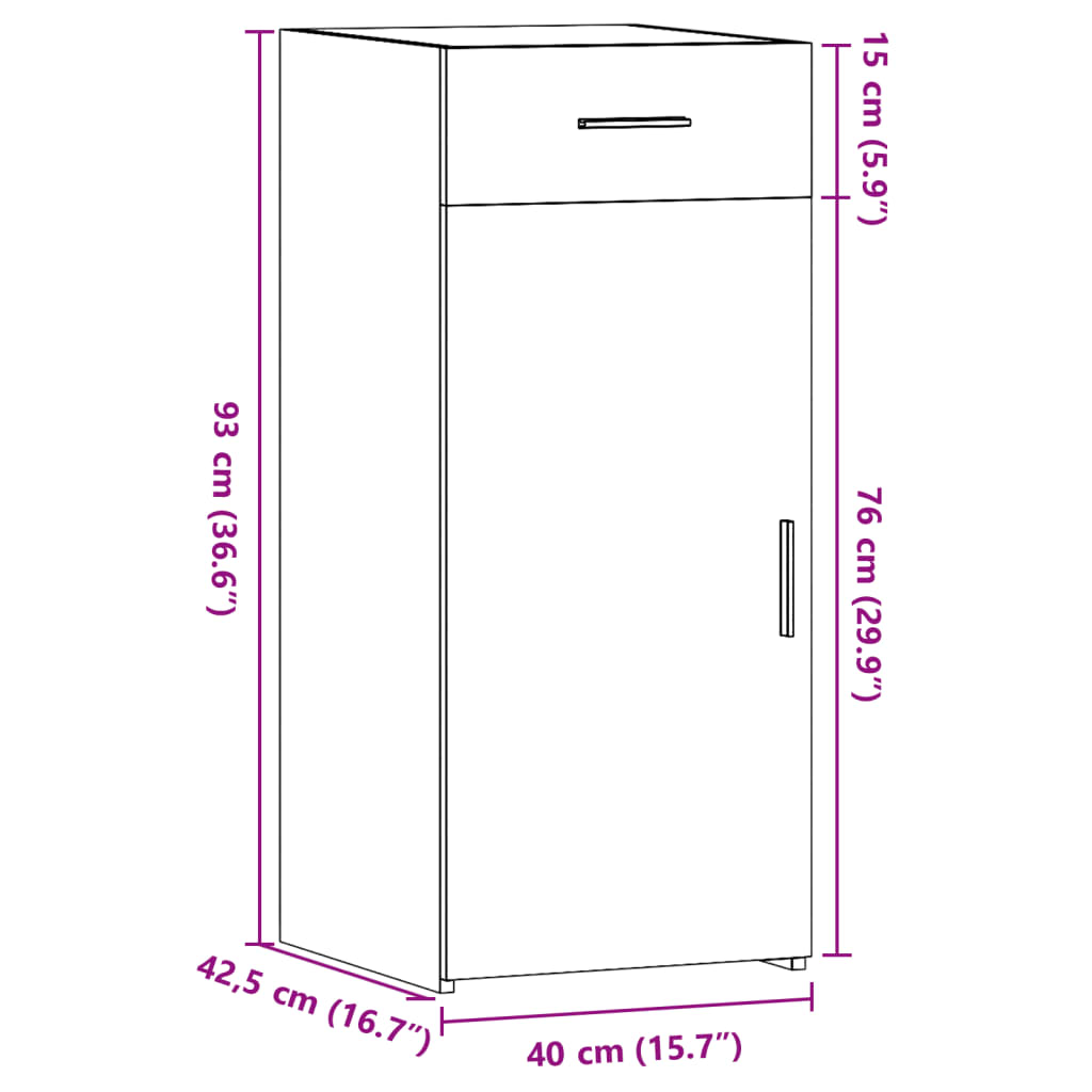 Dulap, negru, 40x42,5x93 cm, lemn prelucrat