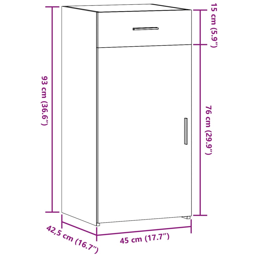 Dulap, alb, 45x42,5x93 cm, lemn prelucrat