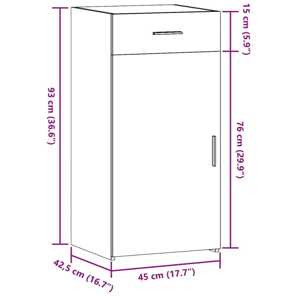 Dulap, negru, 45x42,5x93 cm, lemn prelucrat