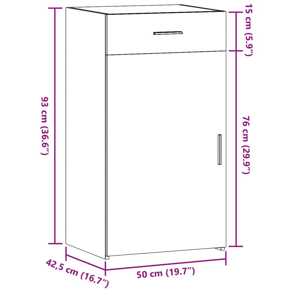 Dulap, negru, 50x42,5x93 cm, lemn prelucrat