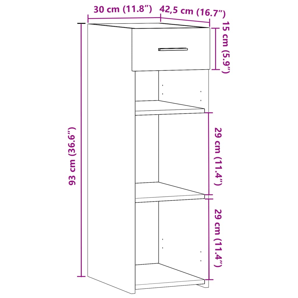 Dulap, alb, 30x42,5x93 cm, lemn prelucrat