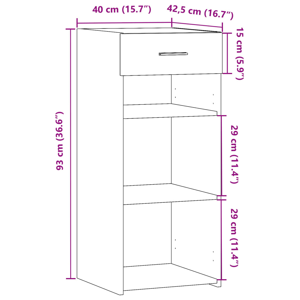 Dulap, alb, 40x42,5x93 cm, lemn prelucrat