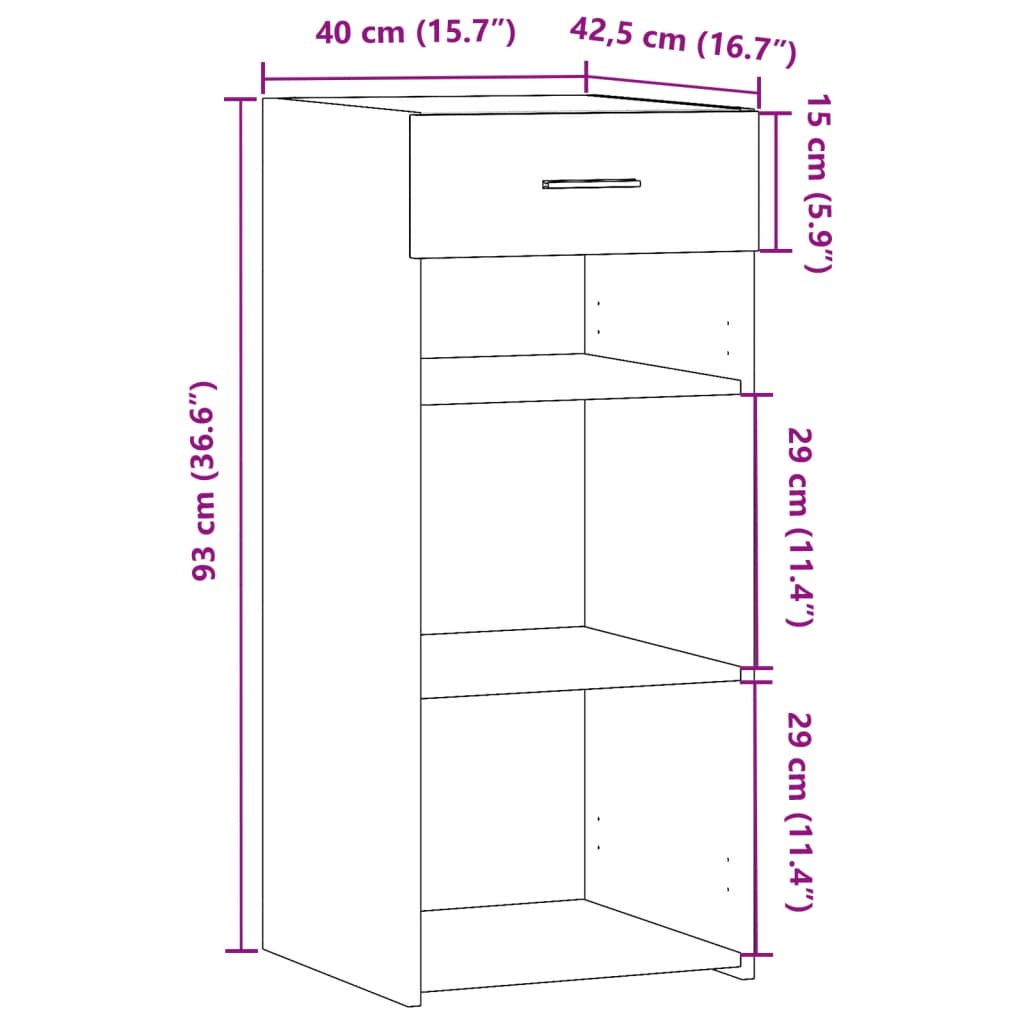 Dulap, gri beton, 40x42,5x93 cm, lemn prelucrat