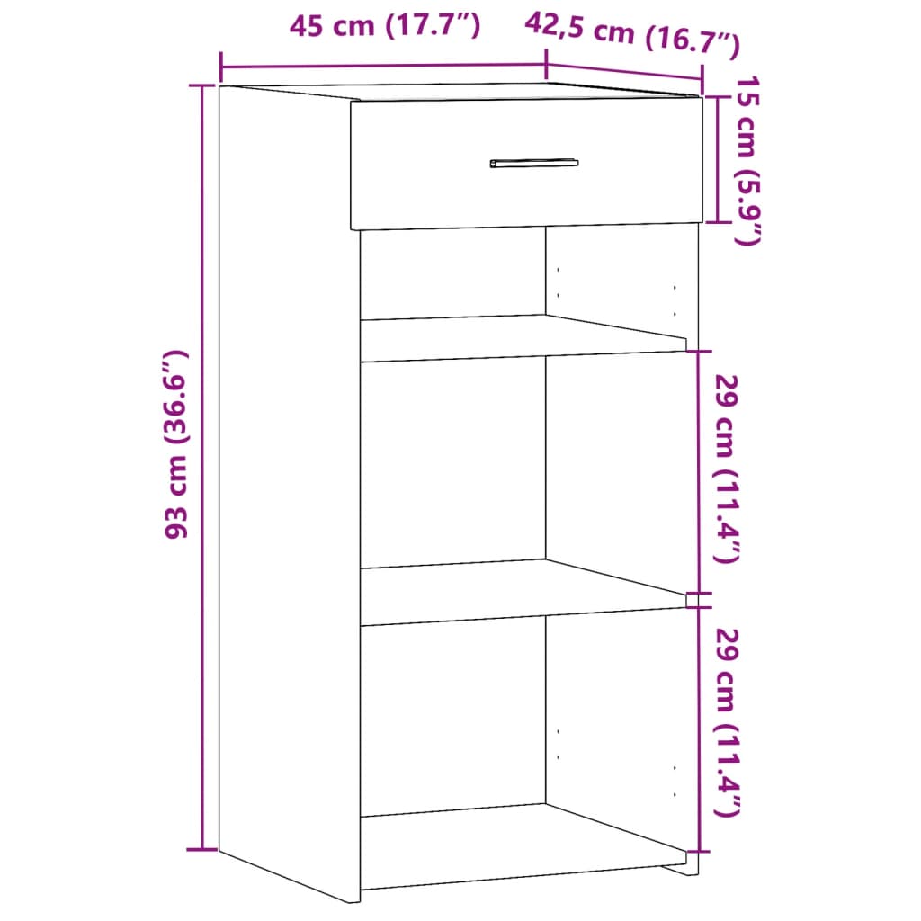 Dulap, alb, 45x42,5x93 cm, lemn prelucrat