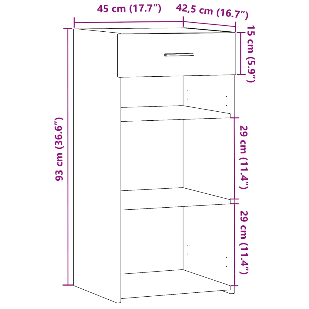 Dulap, sonoma gri, 45x42,5x93 cm, lemn prelucrat