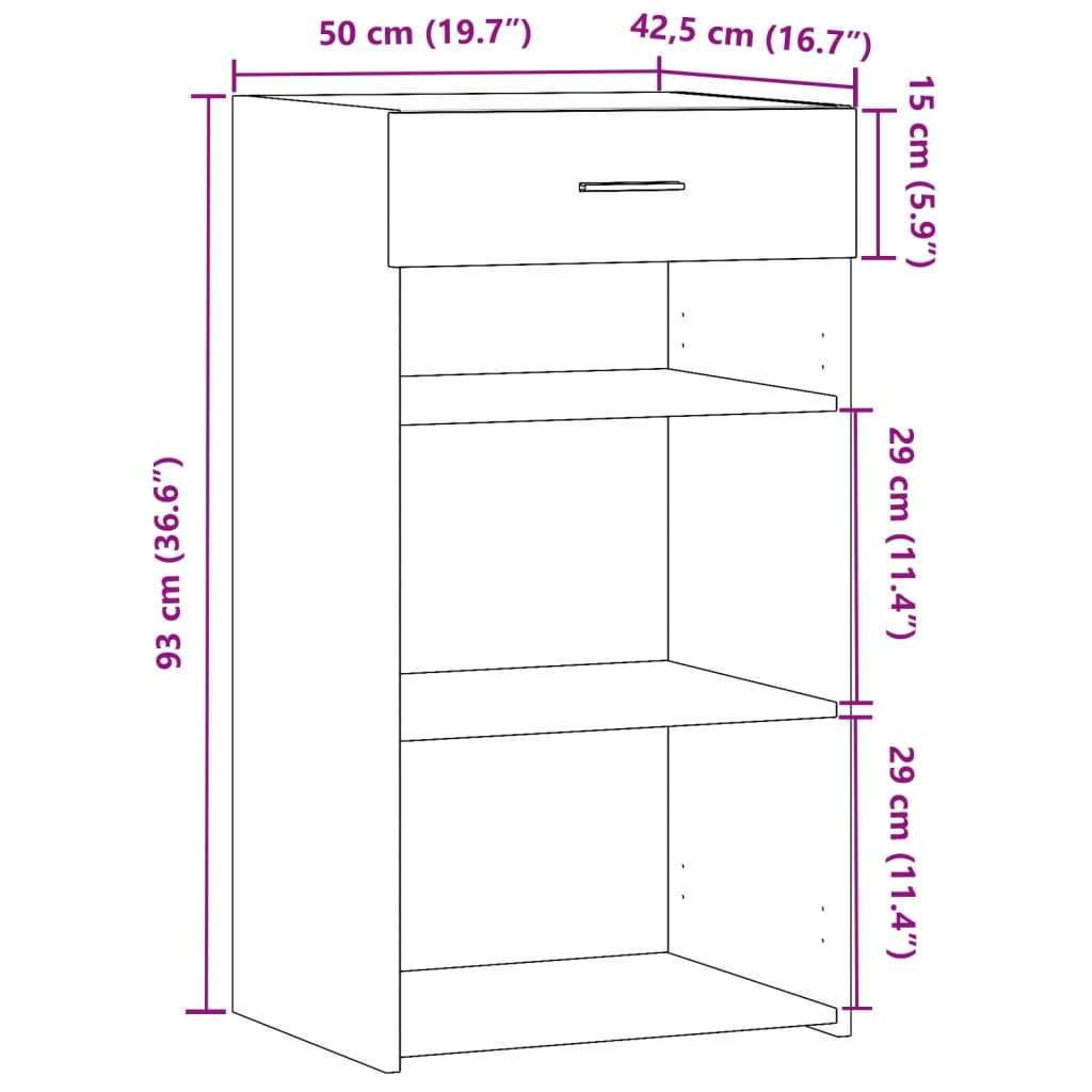 Dulap, negru, 50x42,5x93 cm, lemn prelucrat