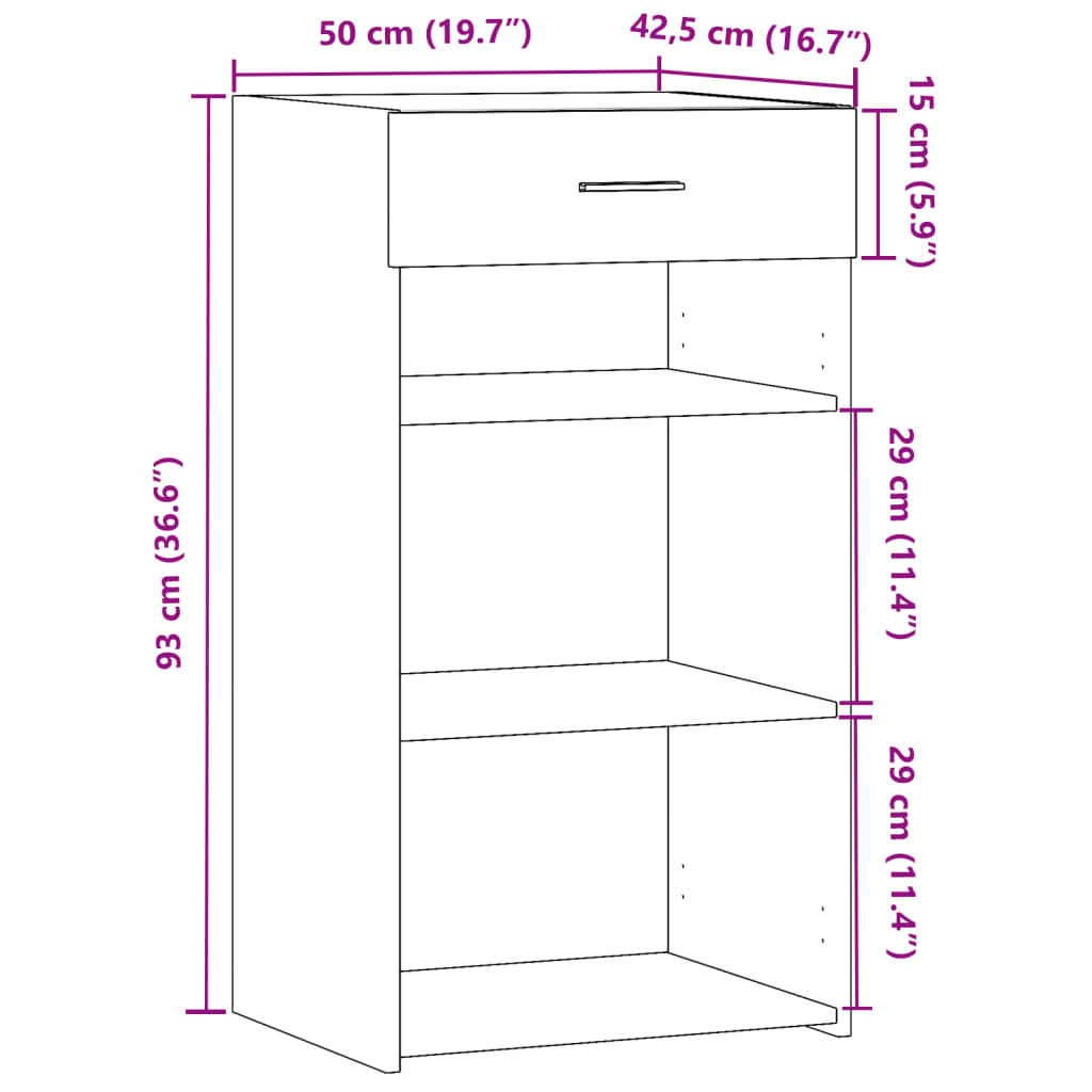 Dulap, gri beton, 50x42,5x93 cm, lemn prelucrat