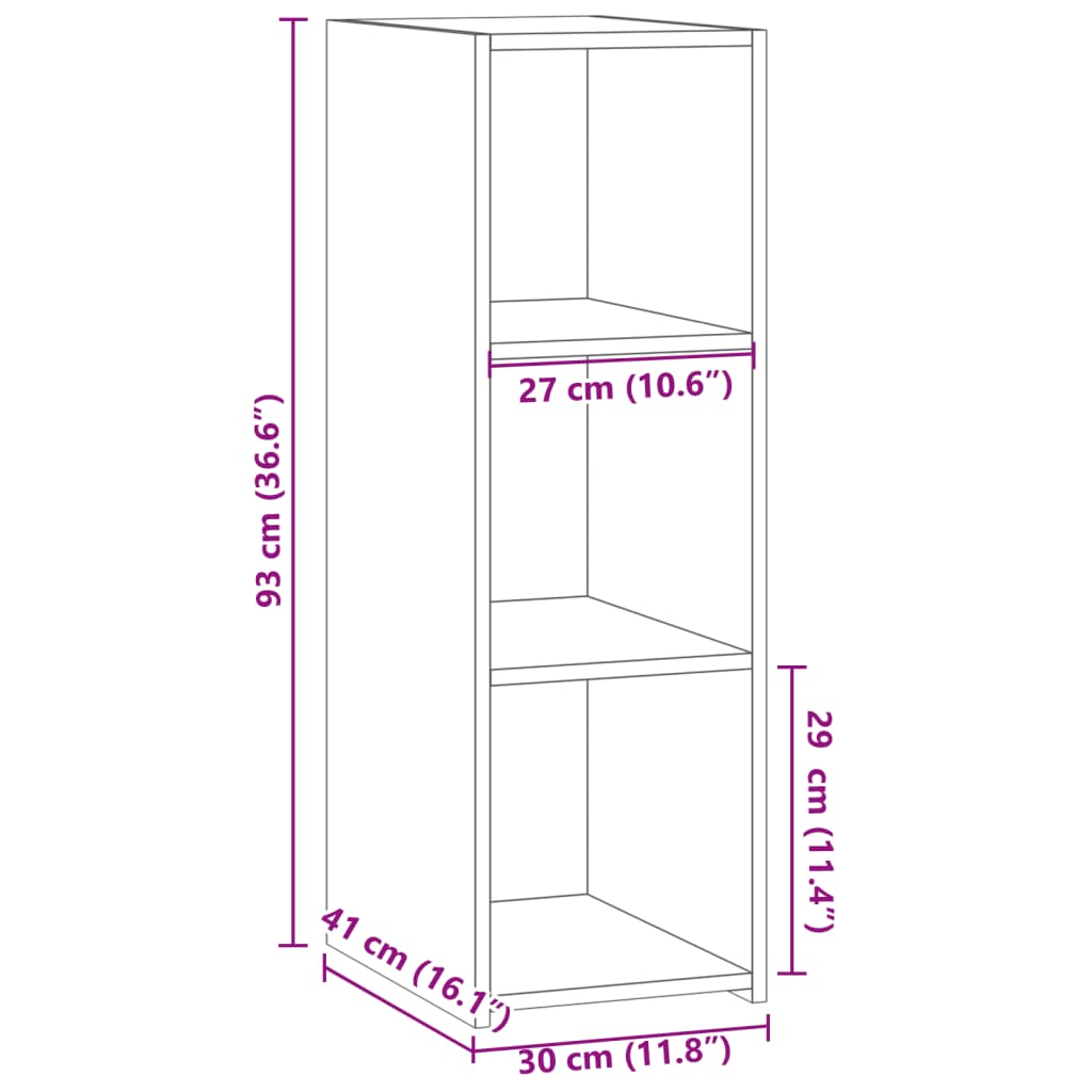 Dulap, gri beton, 30x41x93 cm, lemn prelucrat