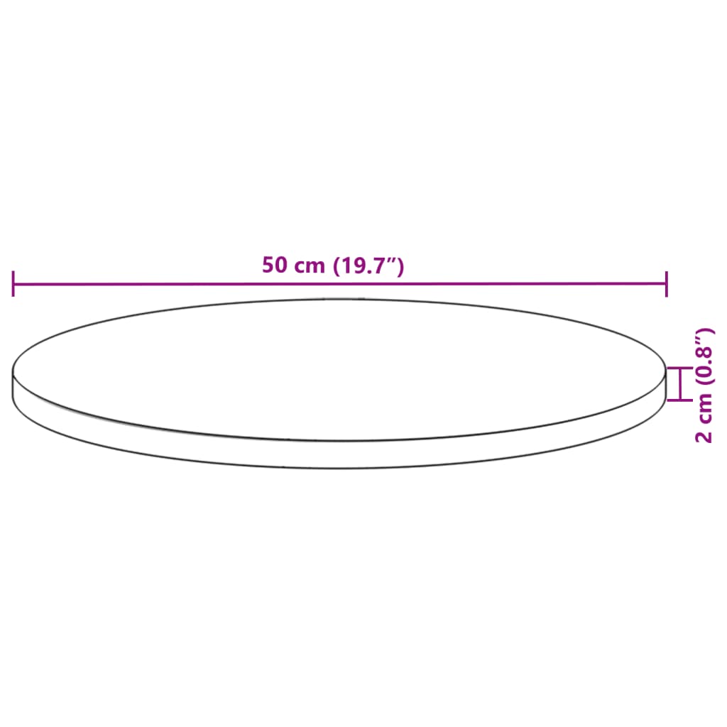 Blat de masă rotund, Ø50x2 cm, lemn masiv de acacia