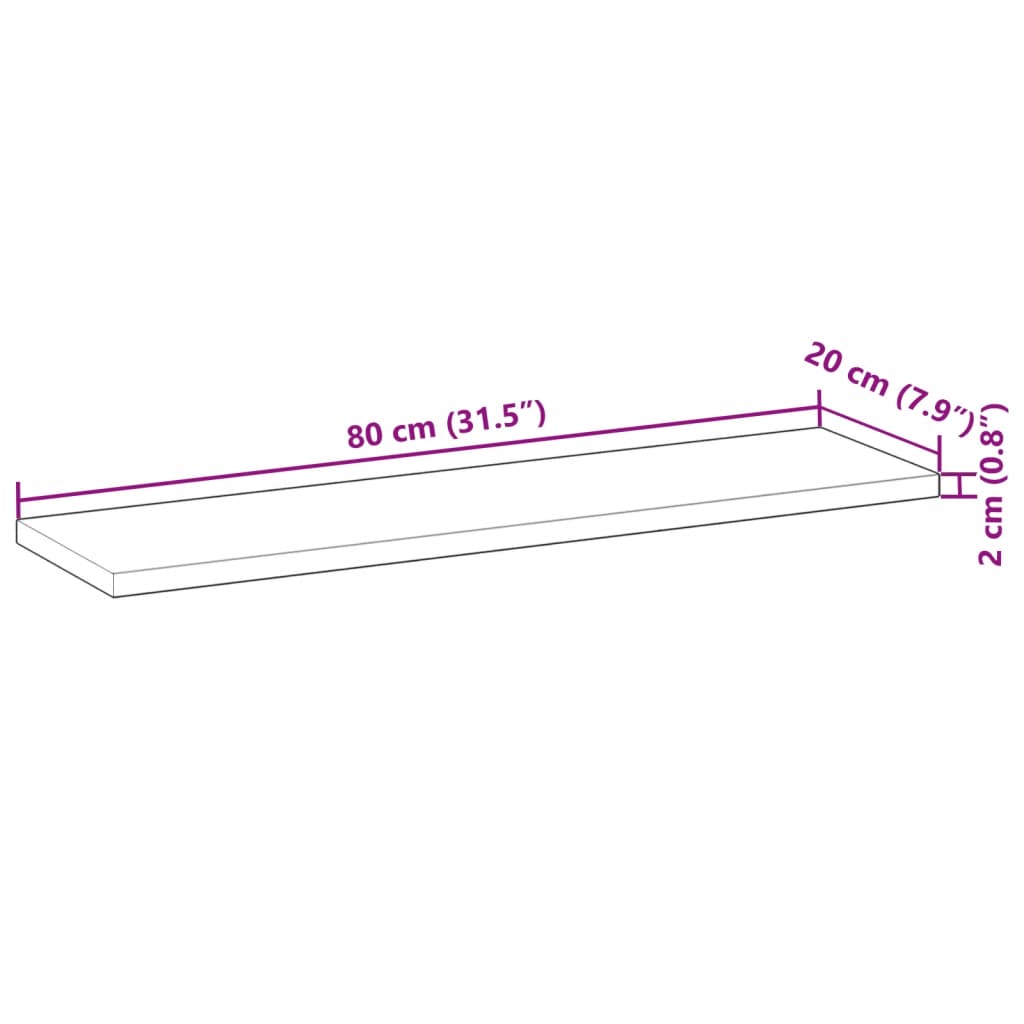 Blat de masă 80x20x2 cm dreptunghiular lemn masiv de acacia