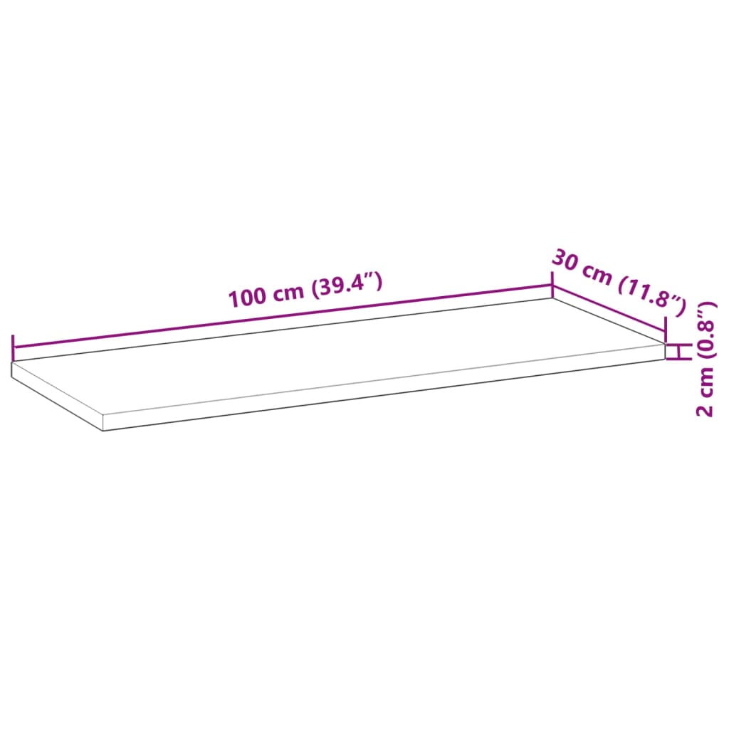 Blat de masă 100x30x2 cm dreptunghiular lemn masiv de acacia