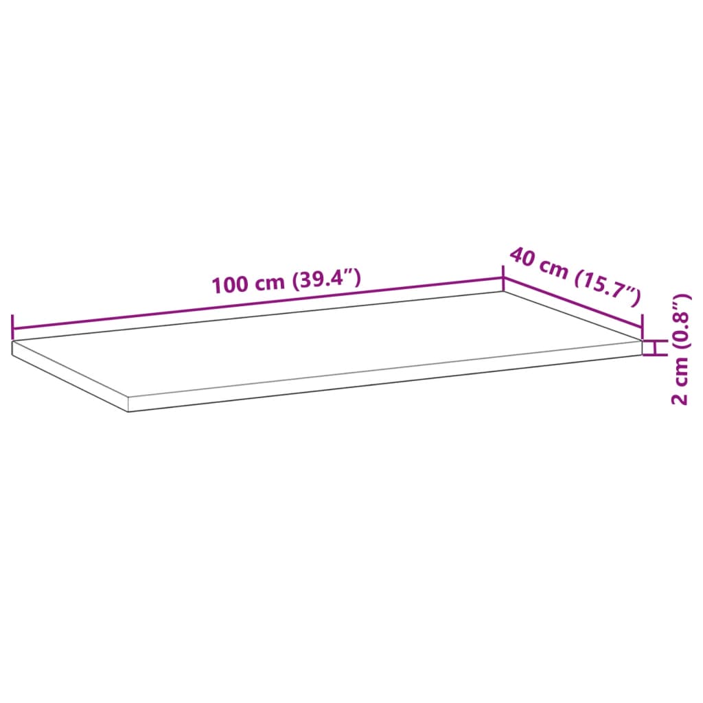 Blat de masă 100x40x2 cm dreptunghiular lemn masiv de acacia